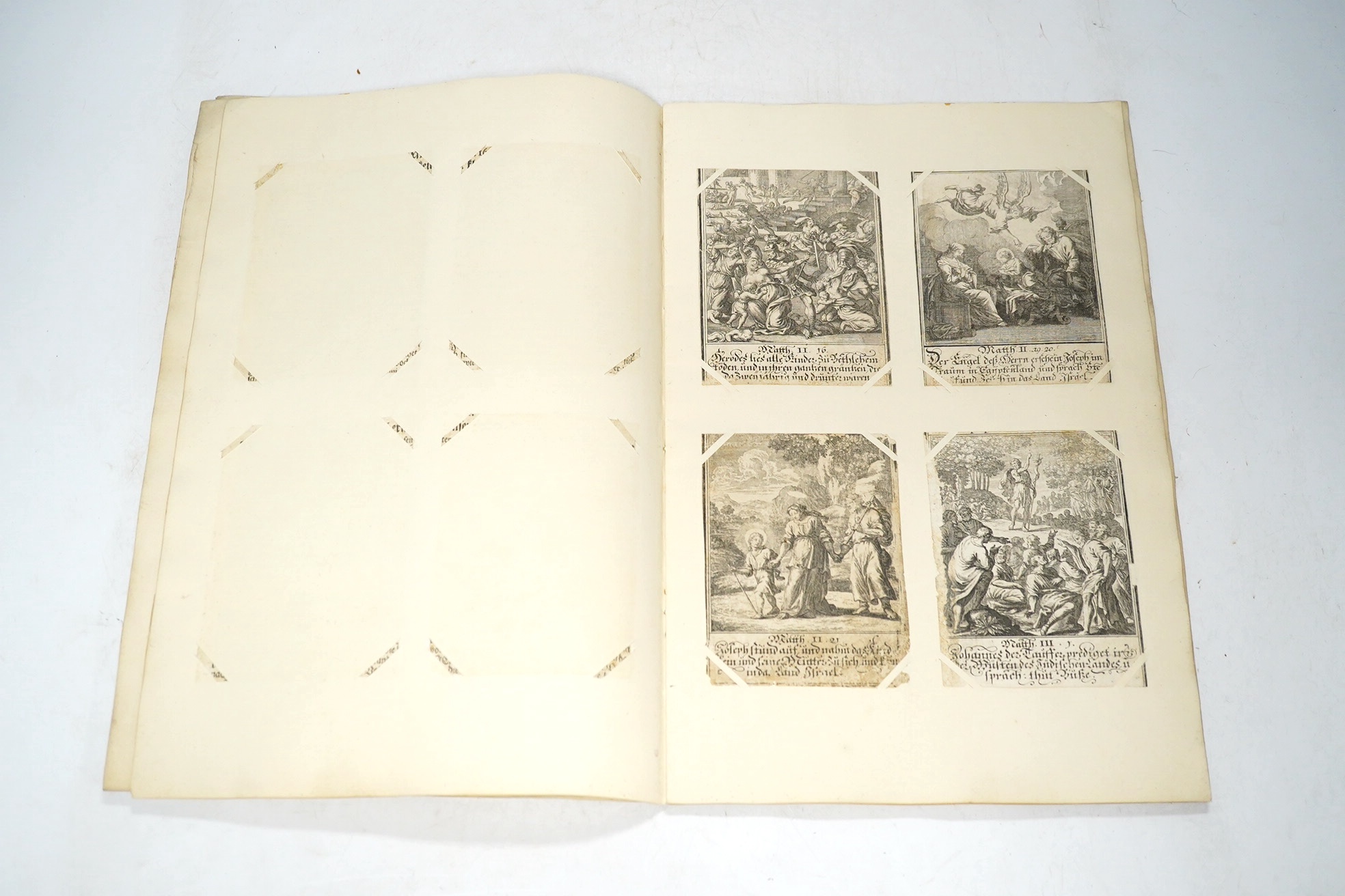 A pamphlet of early 18th century German engravings of the life of Christ by Georg Christoph Eimmart, Jacob von Sandrart and others, trimmed